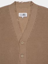 MM6 Maison Margiela Beige Oversized Distressed Cotton Cardigan