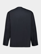 Lemaire Jet Black V-Neck Cotton Poplin Shirt