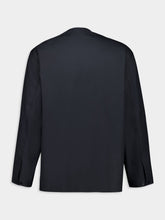 Lemaire Jet Black V-Neck Cotton Poplin Shirt