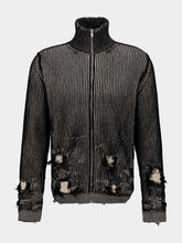 MM6 Maison Margiela Black Ribbed Wool Zip Cardigan