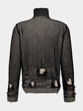 MM6 Maison Margiela Black Ribbed Wool Zip Cardigan