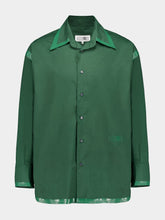 MM6 Maison Margiela Green Poplin Shirt Jacket with Coated Hem