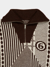 MM6 Maison Margiela Brown and Off-White Reversible Half-Zip Jumper