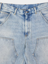 MM6 Maison Margiela Light Blue Numbers-Motif Denim Shorts