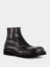 MM6 Maison Margiela Black Leather Ankle Boots with Sculpted Toe