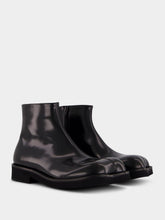 MM6 Maison Margiela Black Leather Ankle Boots with Sculpted Toe
