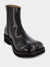 MM6 Maison Margiela Black Leather Ankle Boots with Sculpted Toe