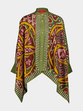 La DoubleJ Green Silk Foulard Print Button-Up Shirt