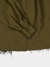 La DoubleJ Moss Green La Scala Silk Feather-Trim Shirt