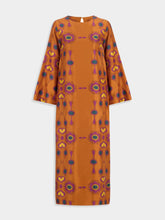 Paula Shirley Hawaii Flower Printed Silk Twill A-Line Dress