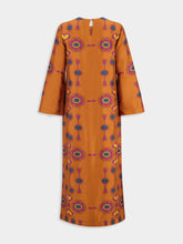 Paula Shirley Hawaii Flower Printed Silk Twill A-Line Dress