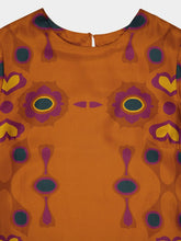 Paula Shirley Hawaii Flower Printed Silk Twill A-Line Dress