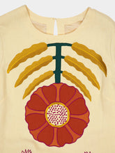 Paula Shirley Vanilla Custard Embroidered Linen A-Line Dress