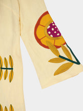 Paula Shirley Vanilla Custard Embroidered Linen A-Line Dress