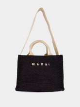 Marni Black Raffia-Effect Small Tote