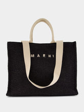 Marni Black Raffia-Effect Shopping Tote
