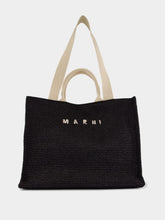 Marni Black Raffia-Effect Shopping Tote