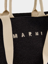 Marni Black Raffia-Effect Shopping Tote