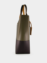 Marni Deep Sage and Black Leather Open Shopper with Tag