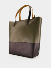Marni Deep Sage and Black Leather Open Shopper with Tag