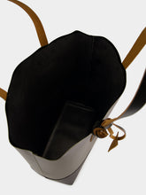 Marni Deep Sage and Black Leather Open Shopper with Tag