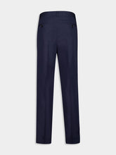 Tom Ford Navy Blue Double-Pleat Sport Trousers in Fluid Cotton and Silk