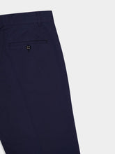 Tom Ford Navy Blue Double-Pleat Sport Trousers in Fluid Cotton and Silk