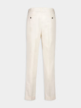 White Poplin Double-Pleat Fluid Cotton and Silk Chinos