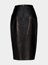 Balmain Black Draped Lambskin Midi Skirt