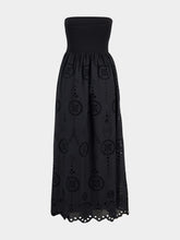 Matteau Black Strapless Knit and Broderie Dress