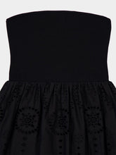 Matteau Black Strapless Knit and Broderie Dress