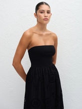 Matteau Black Strapless Knit and Broderie Dress