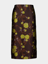 La DoubleJ Devon Brown Floral Silk Jacquard Pencil Skirt