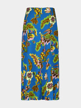 La DoubleJ Blue Floral Midi Skirt