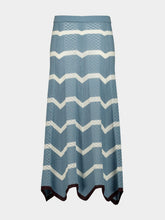 La DoubleJ Blue and Ivory Chevron Knit Skirt Boho