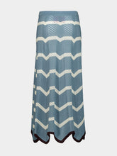 La DoubleJ Blue and Ivory Chevron Knit Skirt Boho