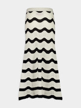 La DoubleJ Black and Ecru Chevron Cotton Midi Skirt