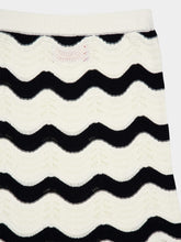 La DoubleJ Black and Ecru Chevron Cotton Midi Skirt