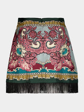 La DoubleJ Blue Symposium Silk Mini Skirt With Fringed Foulard