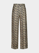 Paula Sonia Snakeskin Printed Silk Twill Pants