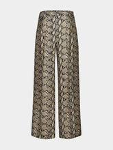Paula Sonia Snakeskin Printed Silk Twill Pants