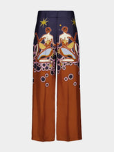 Paula Sonia Soulprint Printed Silk Twill Pants