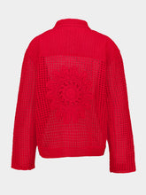 ESCVDO Red Solar Hand-Knitted Cotton Cardigan