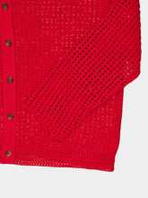 ESCVDO Red Solar Hand-Knitted Cotton Cardigan