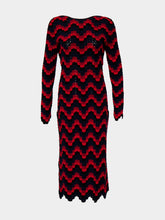 ESCVDO Red and Navy Ursula Hand-Crocheted Maxi Dress