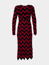 ESCVDO Red and Navy Ursula Hand-Crocheted Maxi Dress