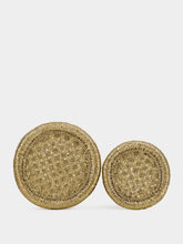 Madam Stoltz Set of 2 Pampas Stools with Gold Accents