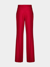 Paula Stacy Red Dahlia Wide-Leg Tailored Twill Pants