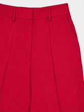 Paula Stacy Red Dahlia Wide-Leg Tailored Twill Pants