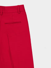 Paula Stacy Red Dahlia Wide-Leg Tailored Twill Pants